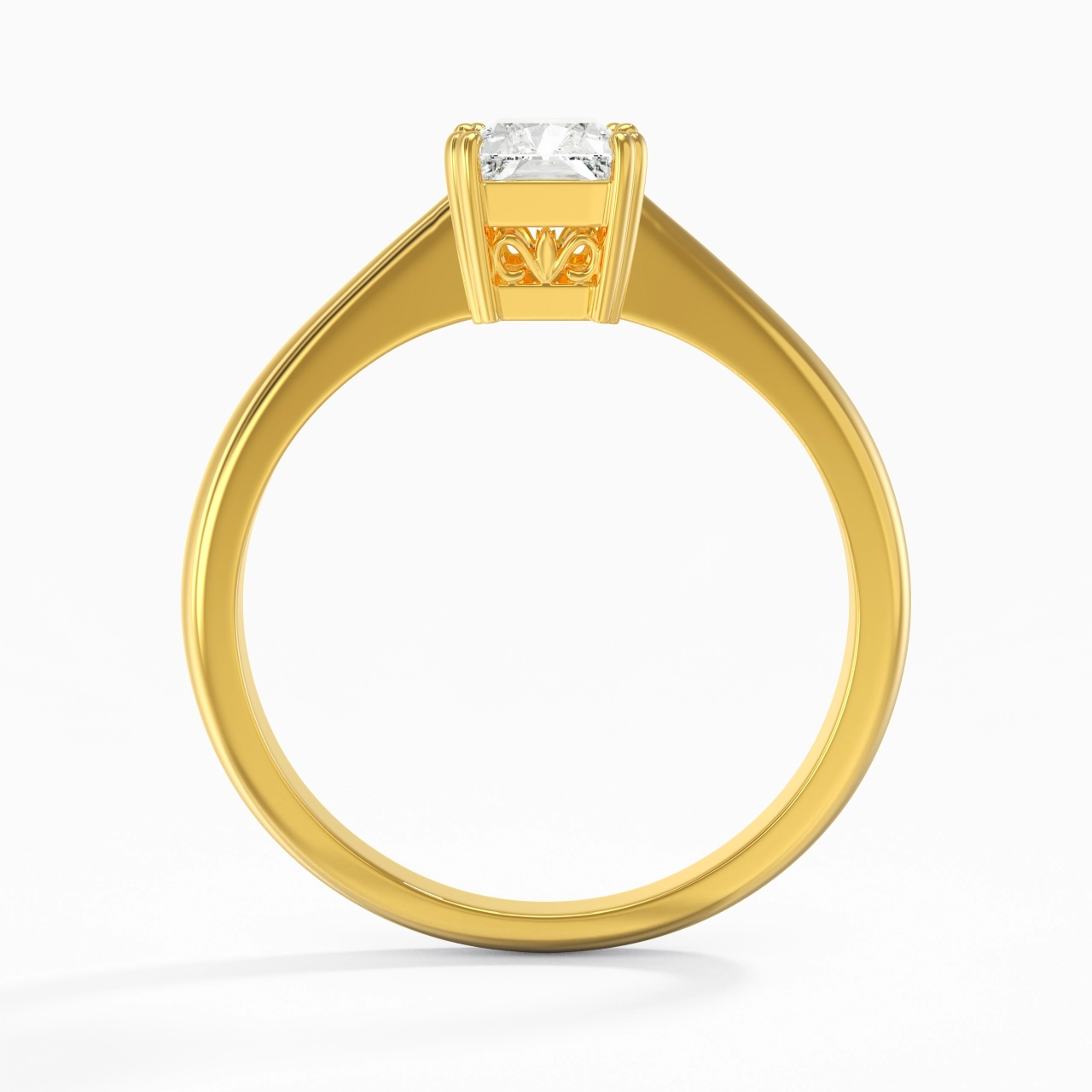 Cutout Scrollwork Solitaire Engagement Ring 1.00ct Moissanite