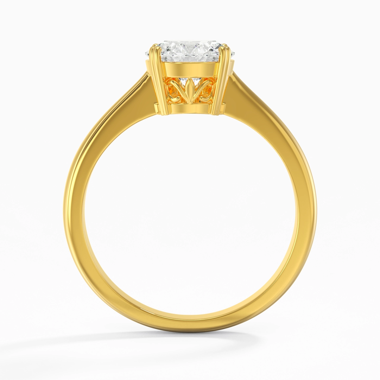 Cutout Scrollwork Solitaire Engagement Ring 1.50ct Moissanite