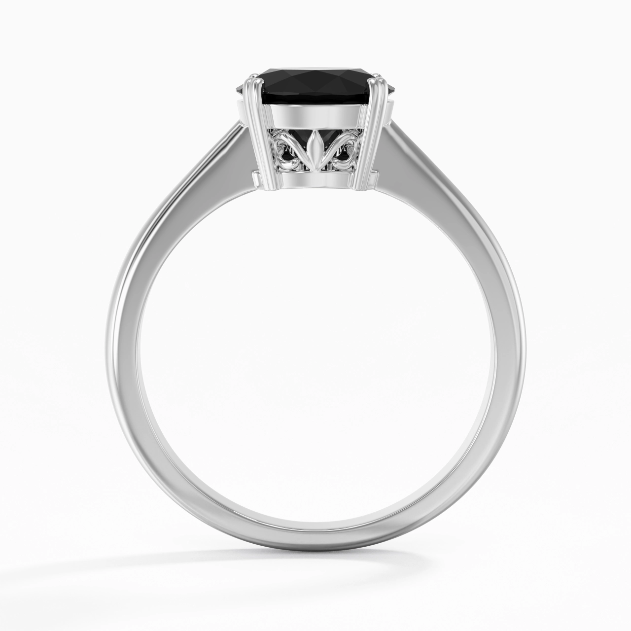 Cutout Scrollwork Solitaire Engagement Ring 2.00ct Moissanite Cubic Zirconia