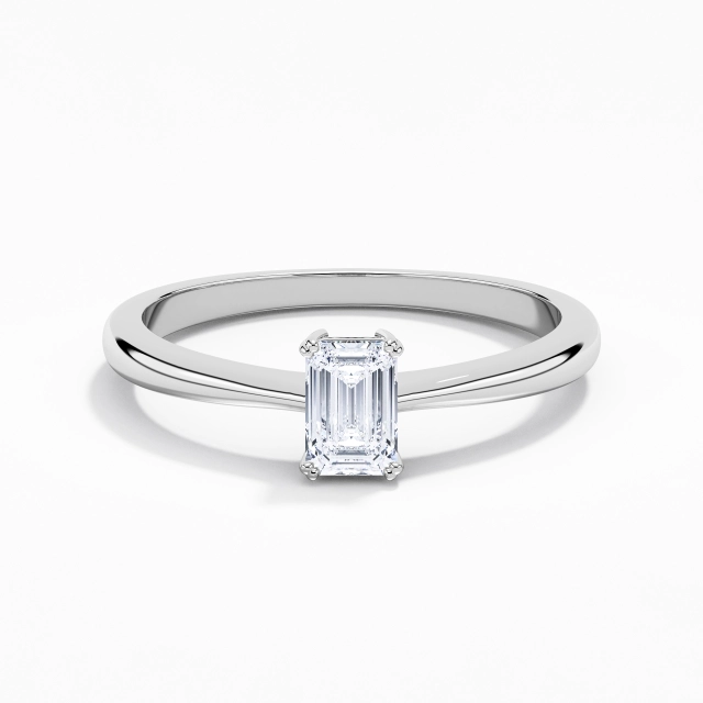 Conique Inversée Éternel Découper Volutes Solitaire Bague de fiançailles Moissanite Zircon cubique 0.80ct Émeraude Argent sterling 925