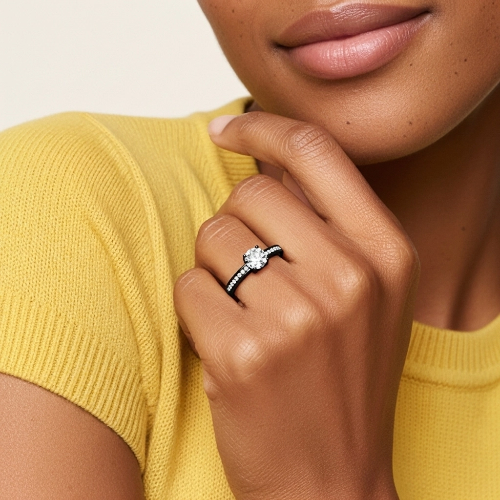 Delicate Round 1.00ct Moissanite Engagement Ring