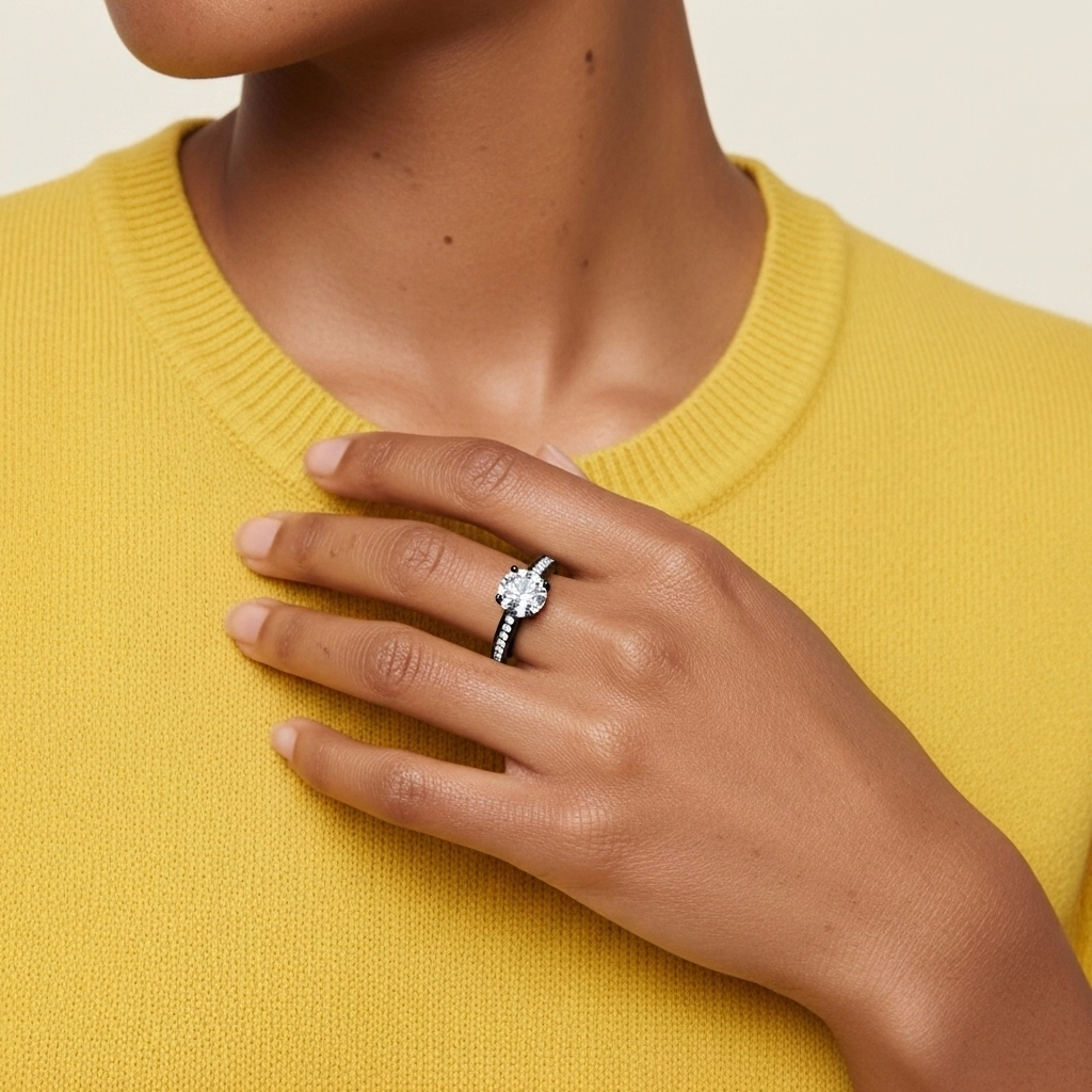 Delicate Round 1.00ct Moissanite Engagement Ring