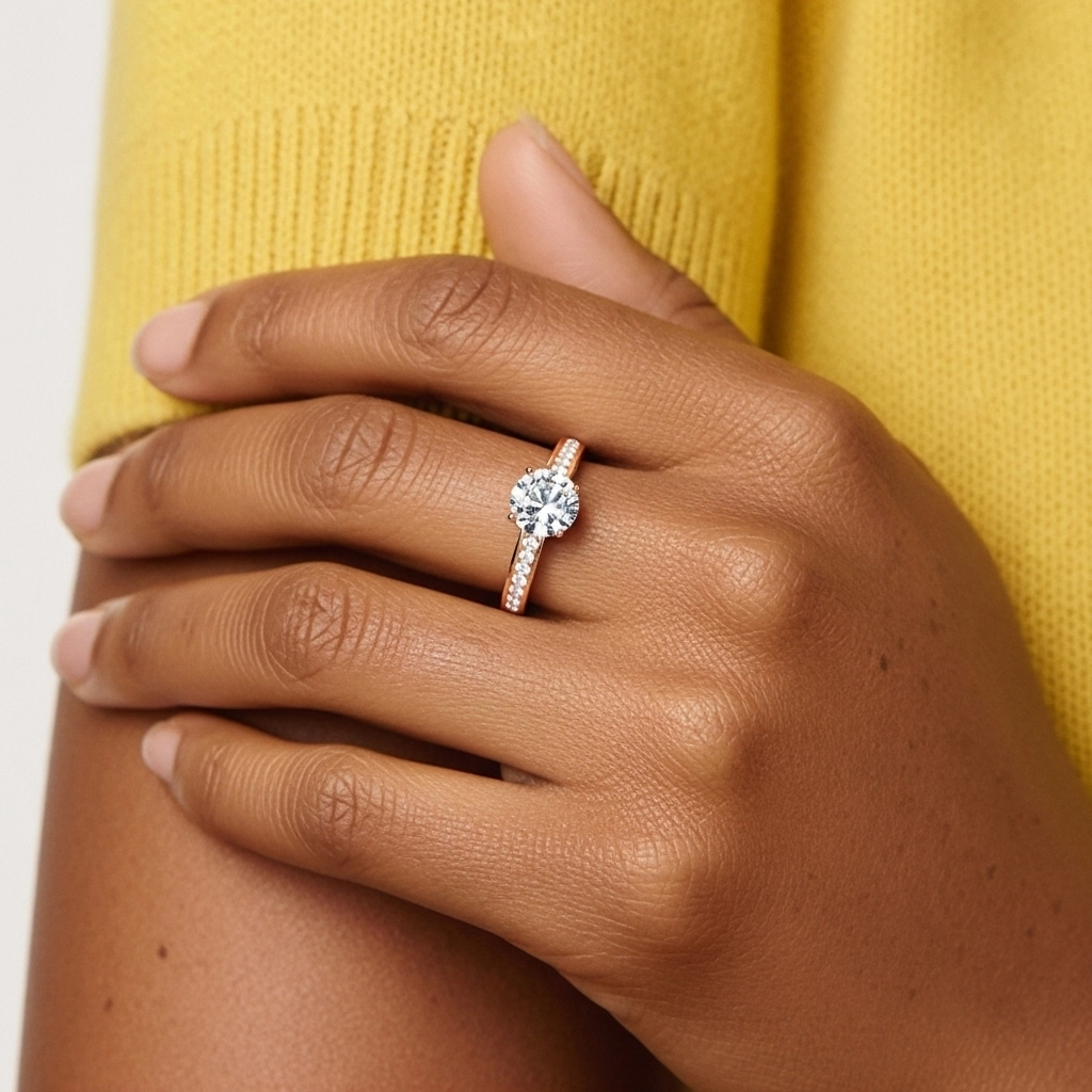 Délicat Rond 1.00ct Moissanite Bague de fiançailles