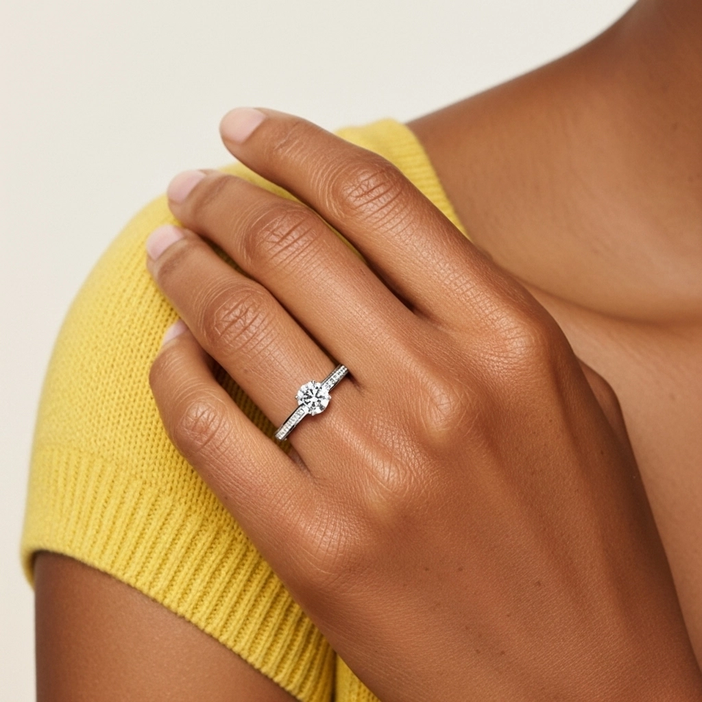 Délicat Rond 1.00ct Moissanite Bague de fiançailles