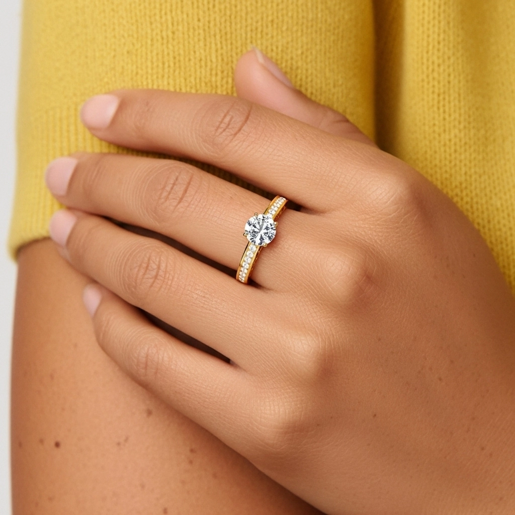 Délicat Rond 1.00ct Moissanite Bague de fiançailles