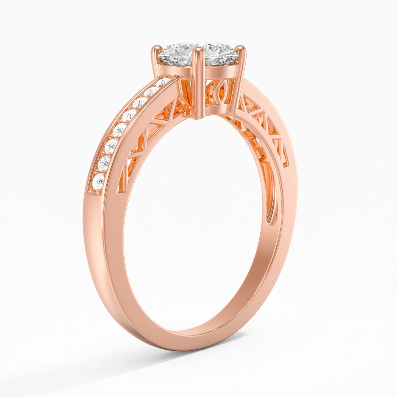 Delicate Cutout Round Cut Engagement Ring