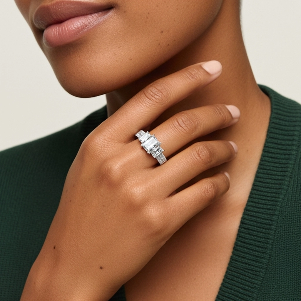 Platinum Moissanite Engagement Ring