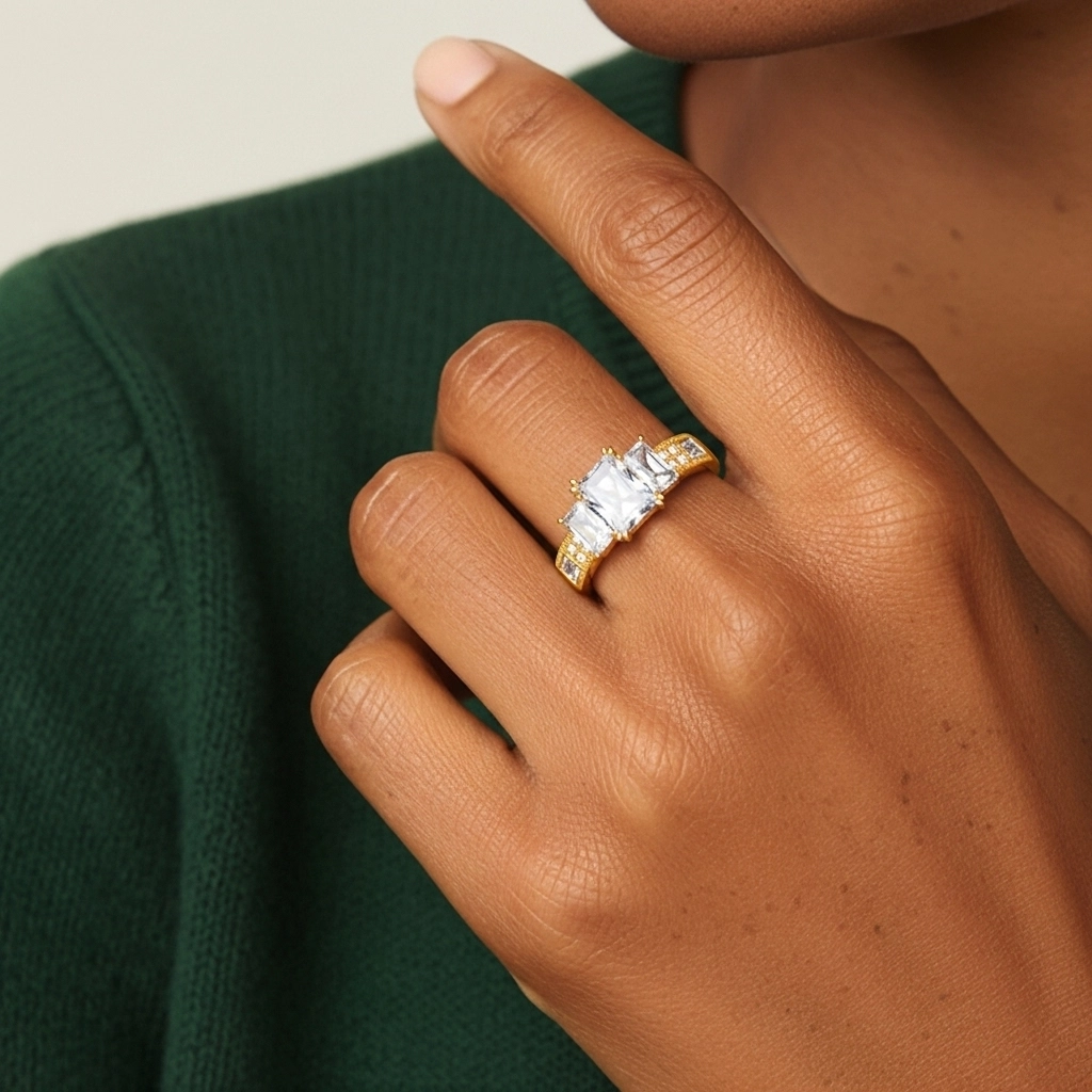 14K Gold Moissanite Engagement Ring