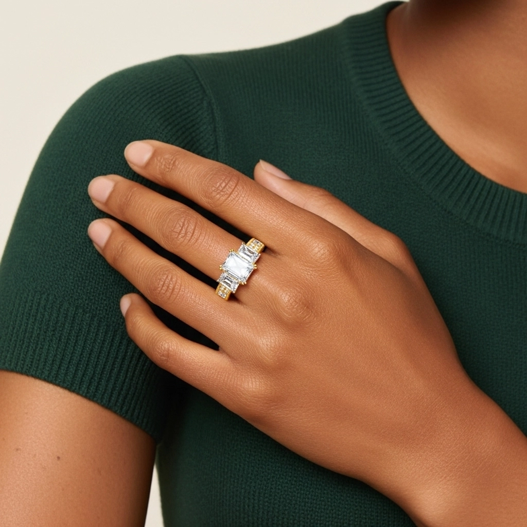 14K Gold Moissanite Engagement Ring