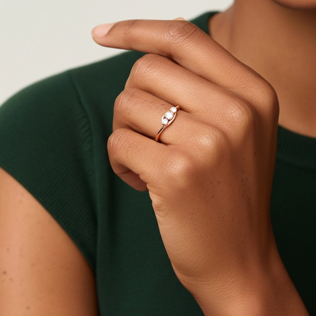 Three Stone Promise Ring Moissanite