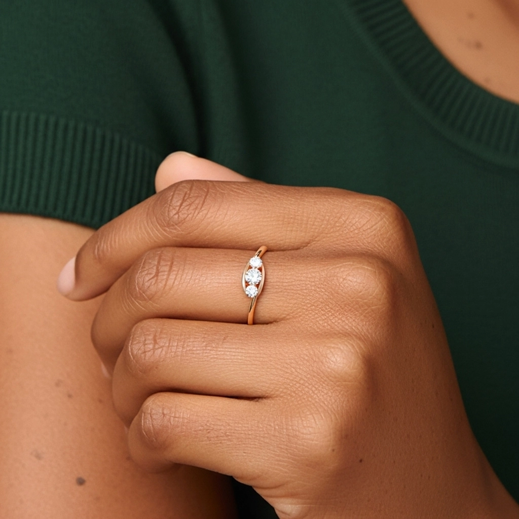 Three Stone Promise Ring Moissanite