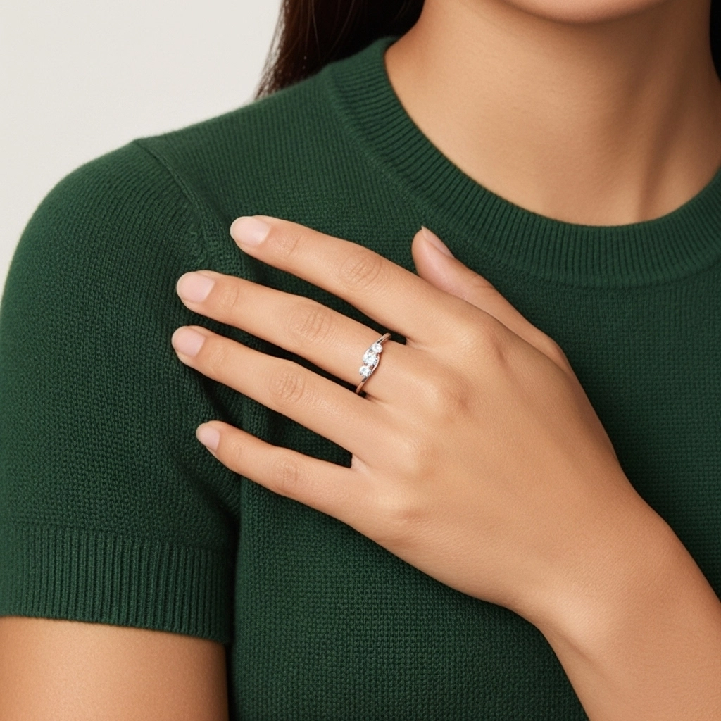 Three Stone Promise Ring Moissanite