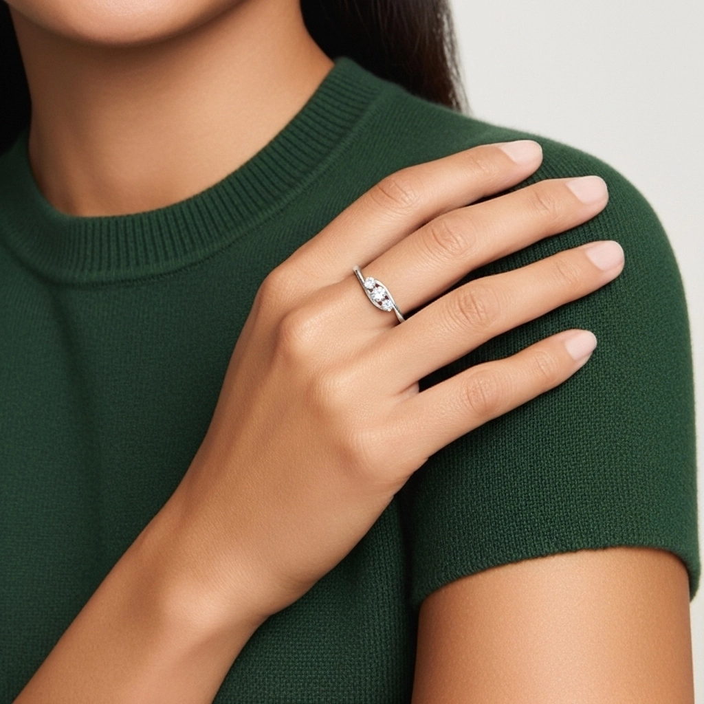 Three Stone Promise Ring Moissanite