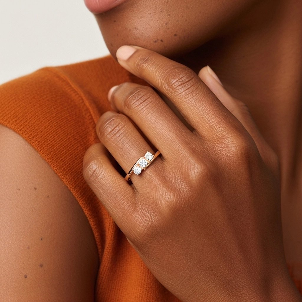 Trois pierres Bague de promesse Moissanite