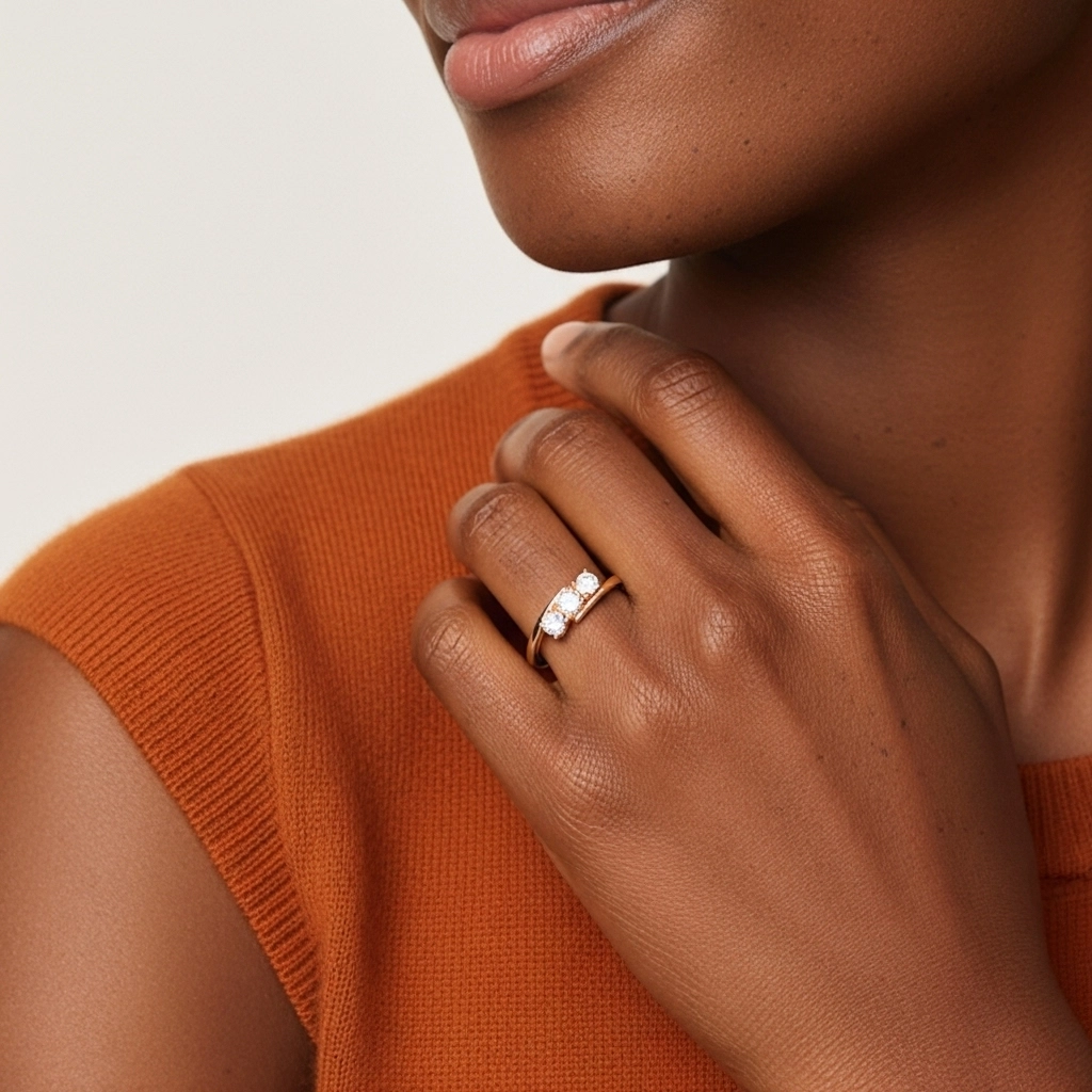 Trois pierres Bague de promesse Moissanite