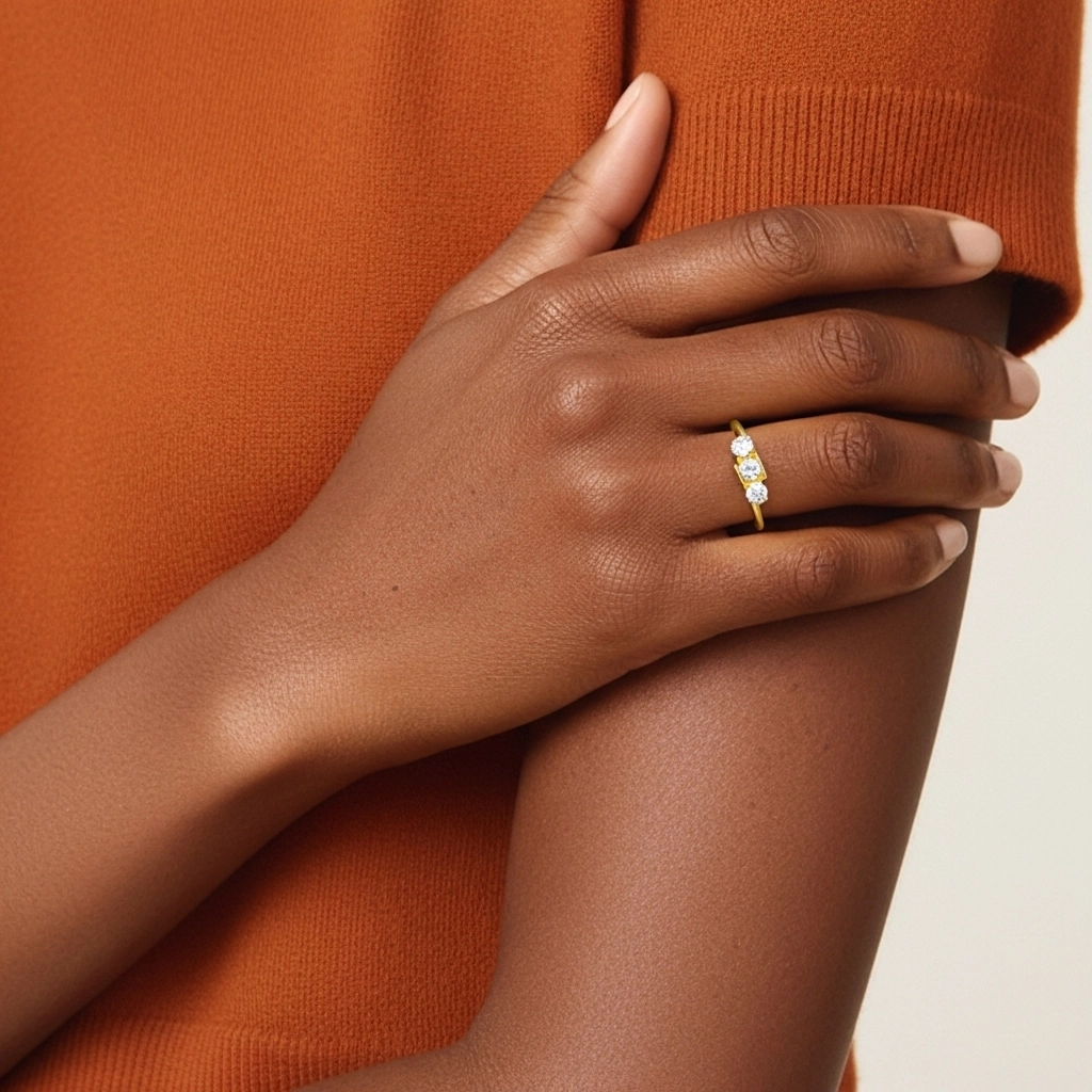 Trois pierres Bague de promesse Moissanite