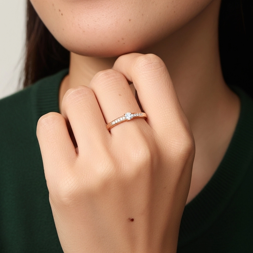 925 Sterling Silver Moissanite Promise Ring