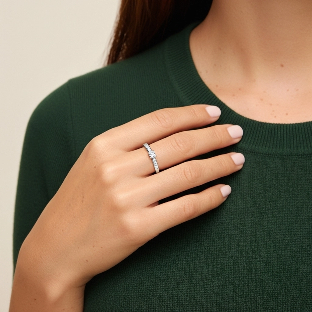 925 Sterling Silver Moissanite Promise Ring