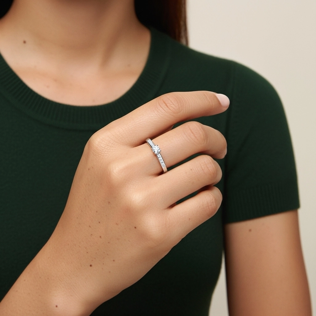 925 Sterling Silver Moissanite Promise Ring