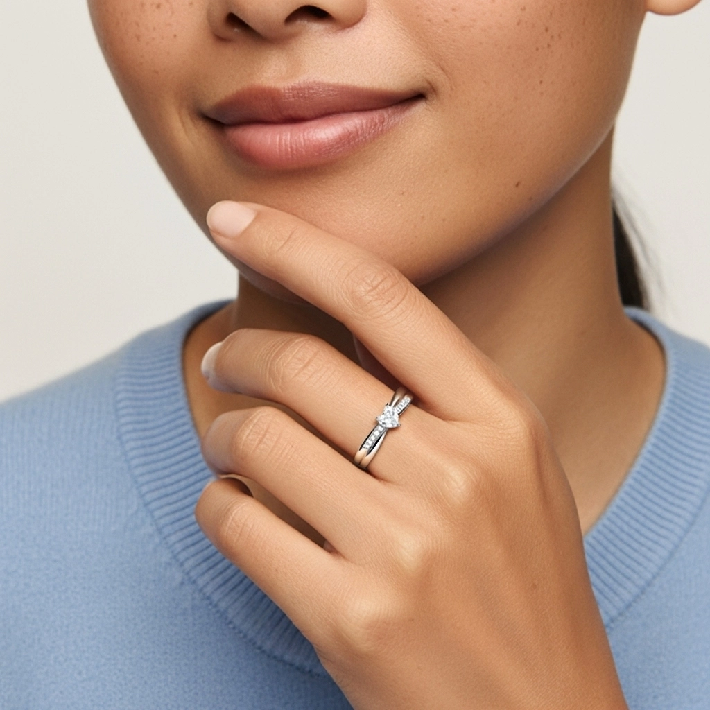 Pavé Promise Ring Moissanite