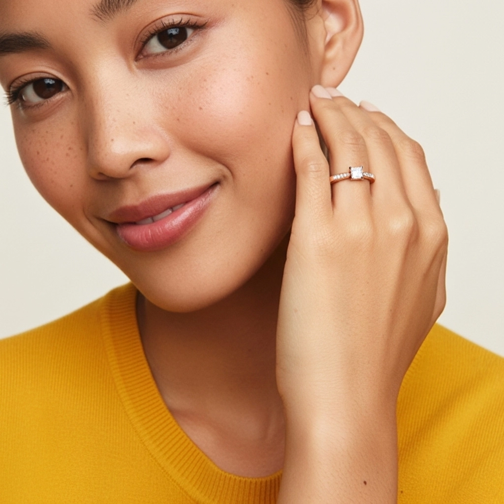 Pavé Bague de promesse Moissanite