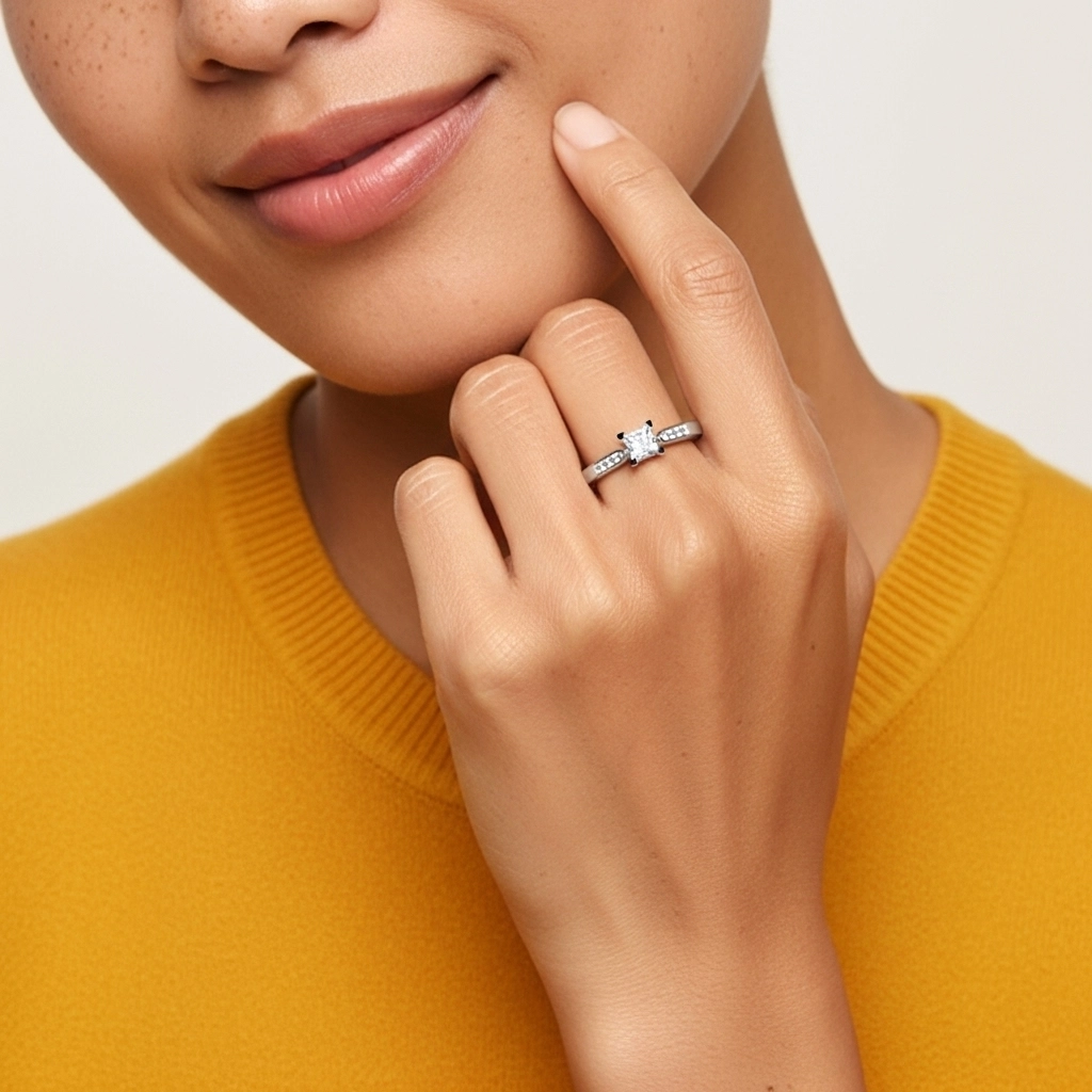 Pavé Bague de promesse Moissanite