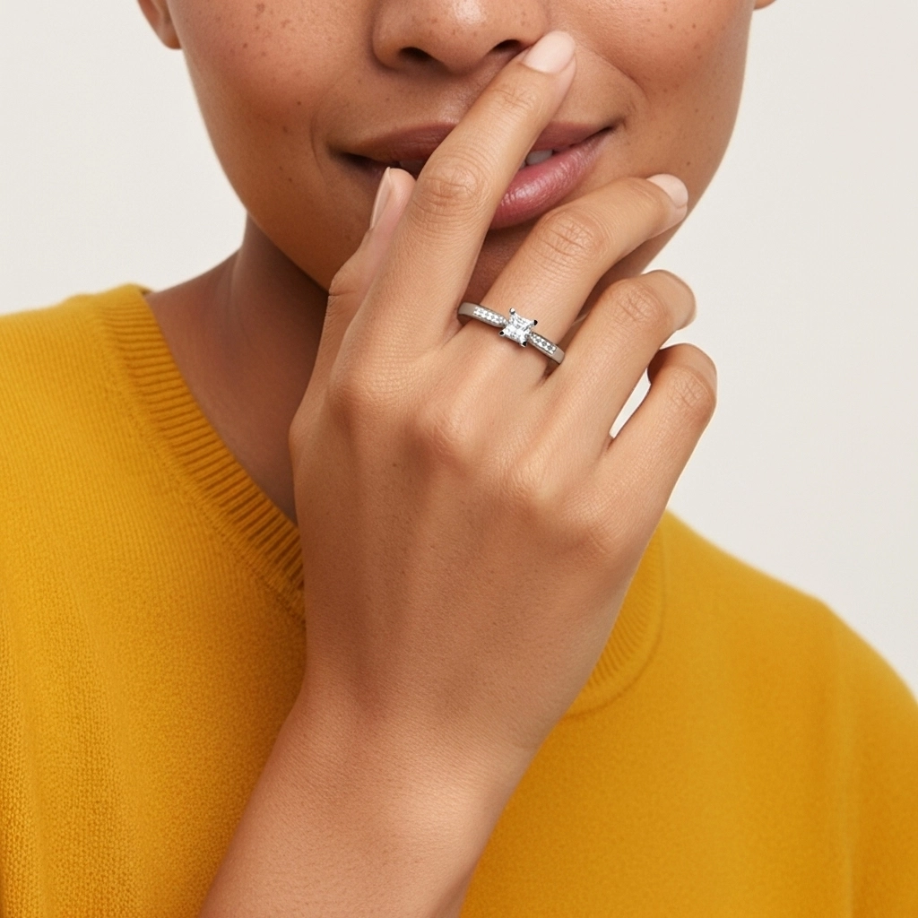 Pavé Bague de promesse Moissanite