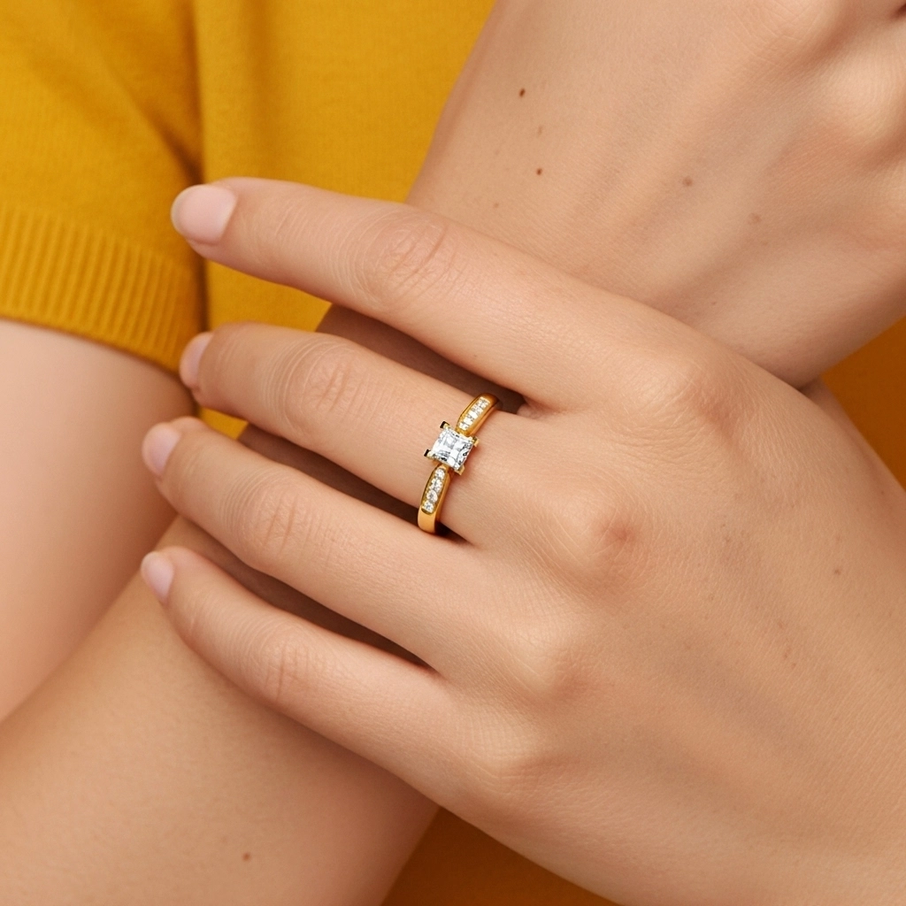 Pavé Bague de promesse Moissanite