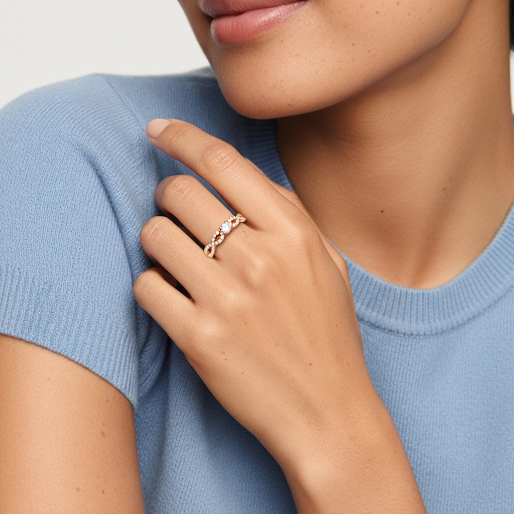 Pavé Promise Ring Moissanite