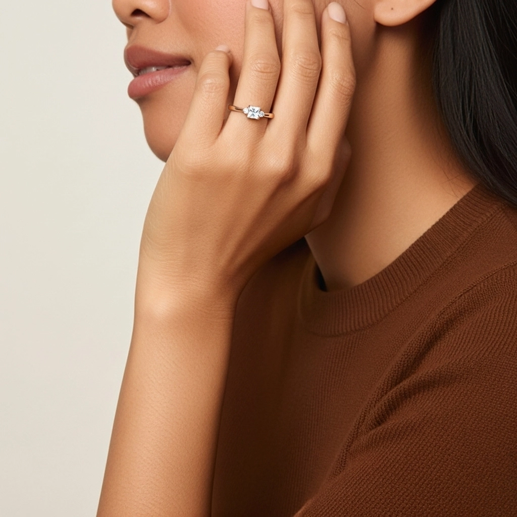 Trois pierres Bague de promesse Moissanite