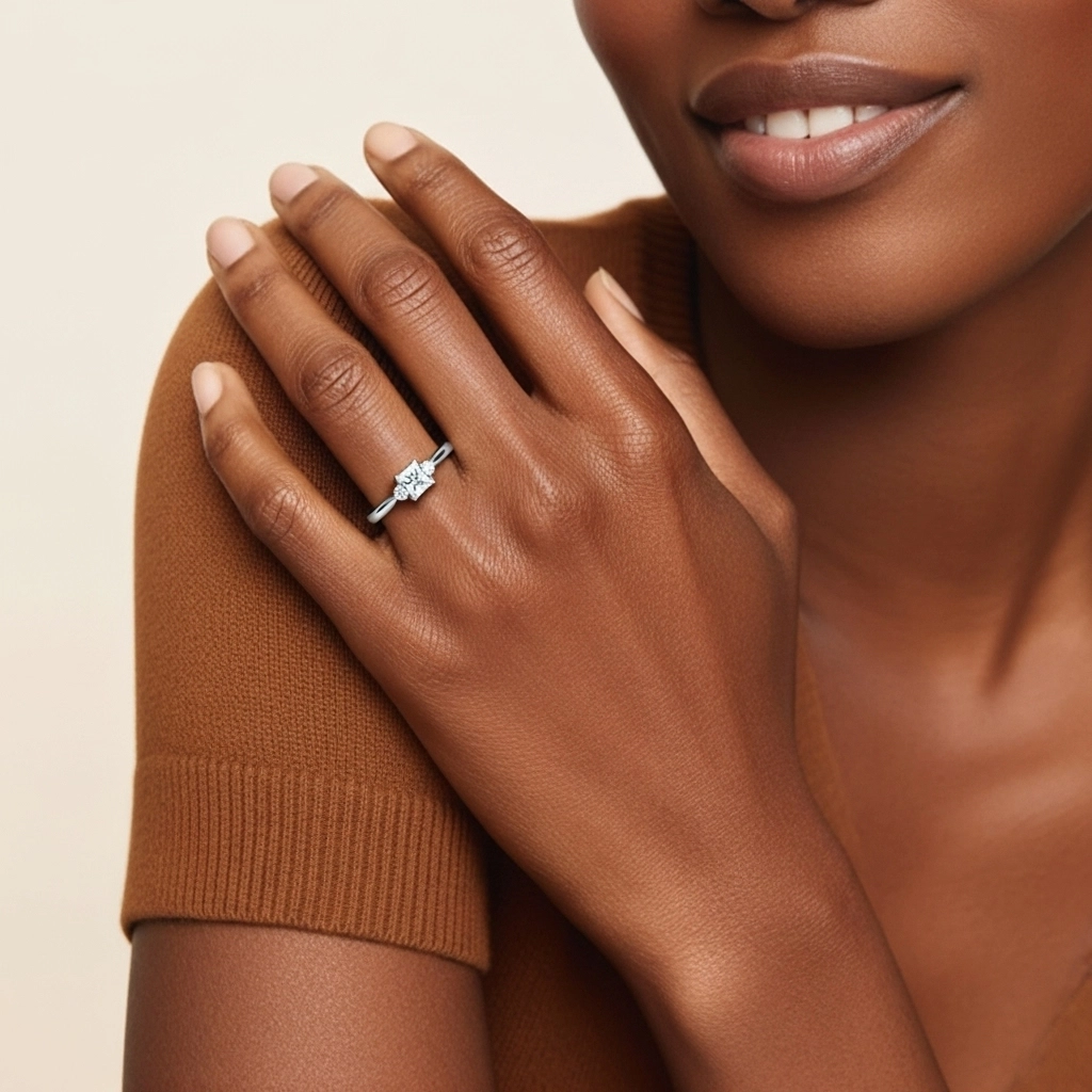 Trois pierres Bague de promesse Moissanite