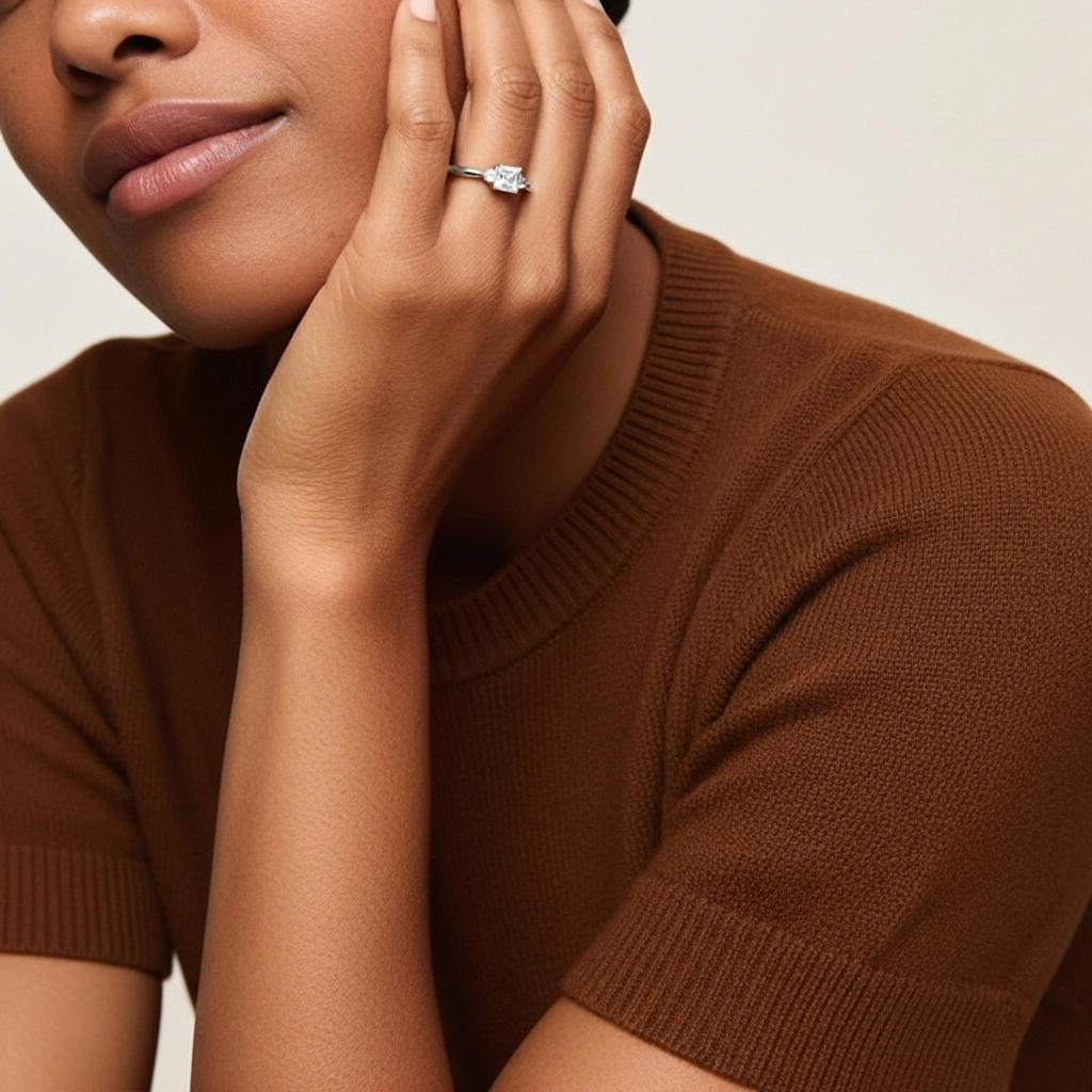 Trois pierres Bague de promesse Moissanite