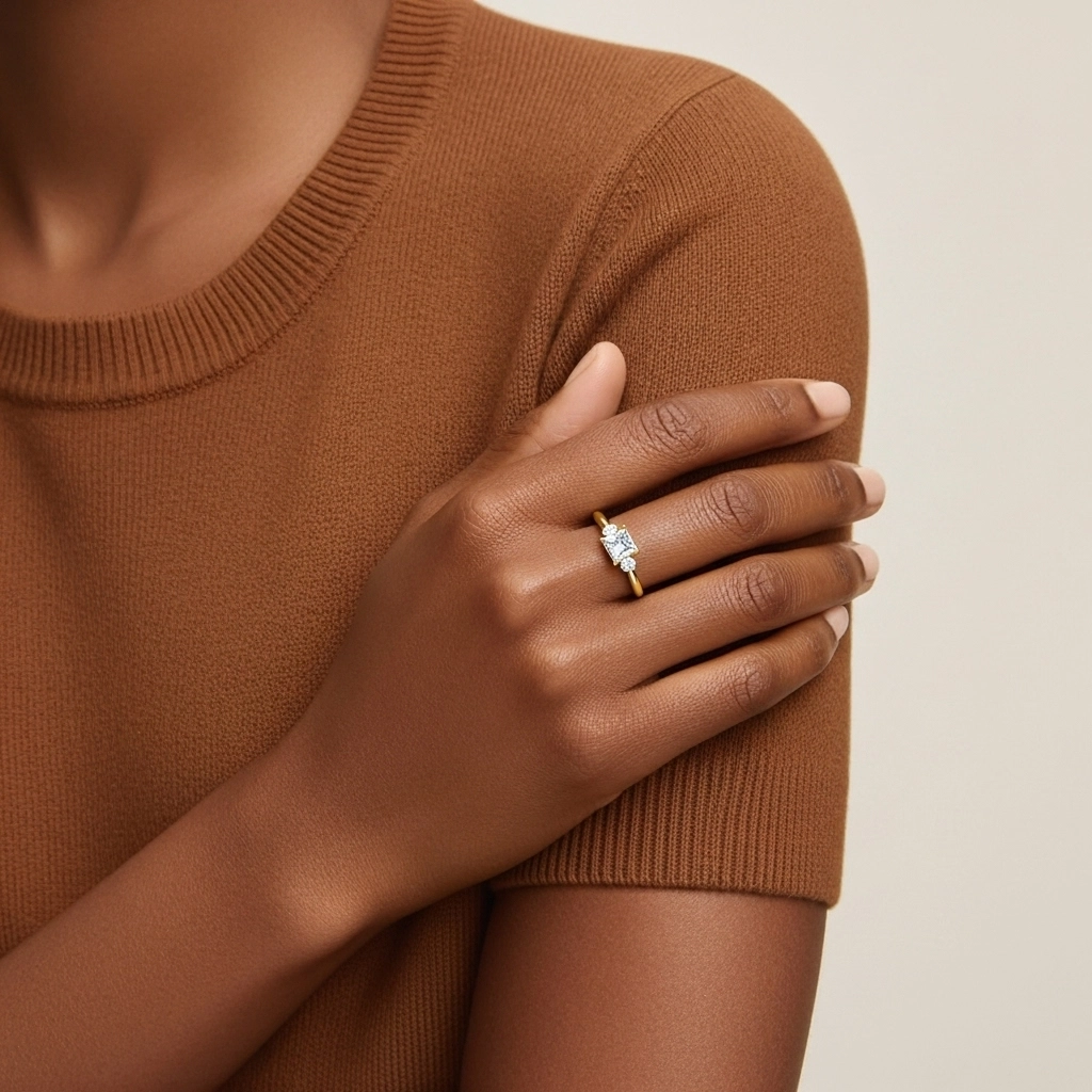 Trois pierres Bague de promesse Moissanite