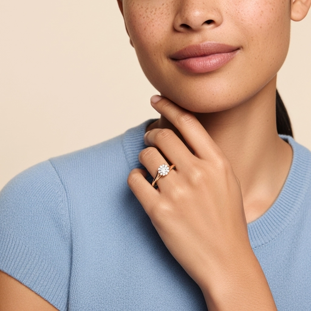 Grappe Bague de promesse Moissanite