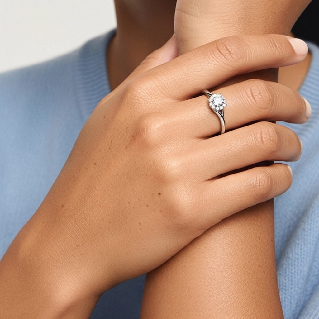 Grappe Bague de promesse Moissanite