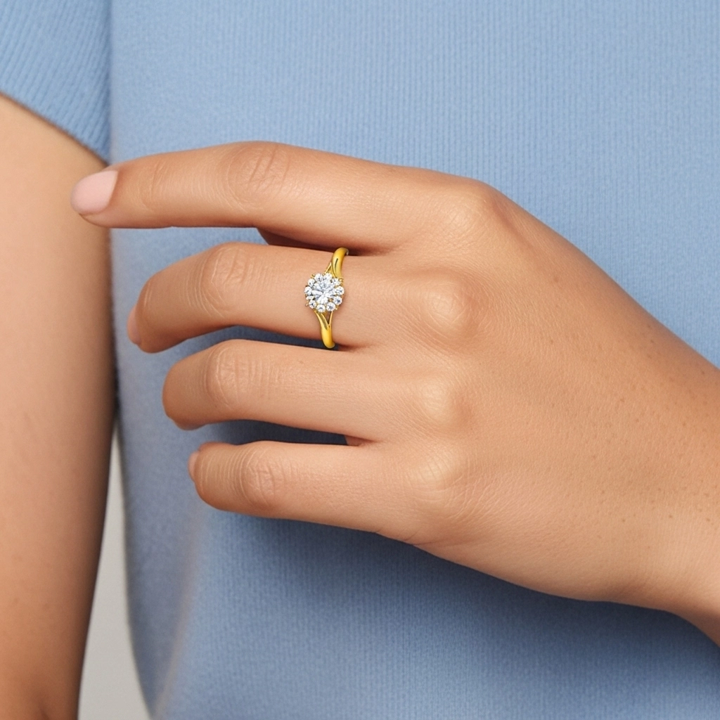 Grappe Bague de promesse Moissanite