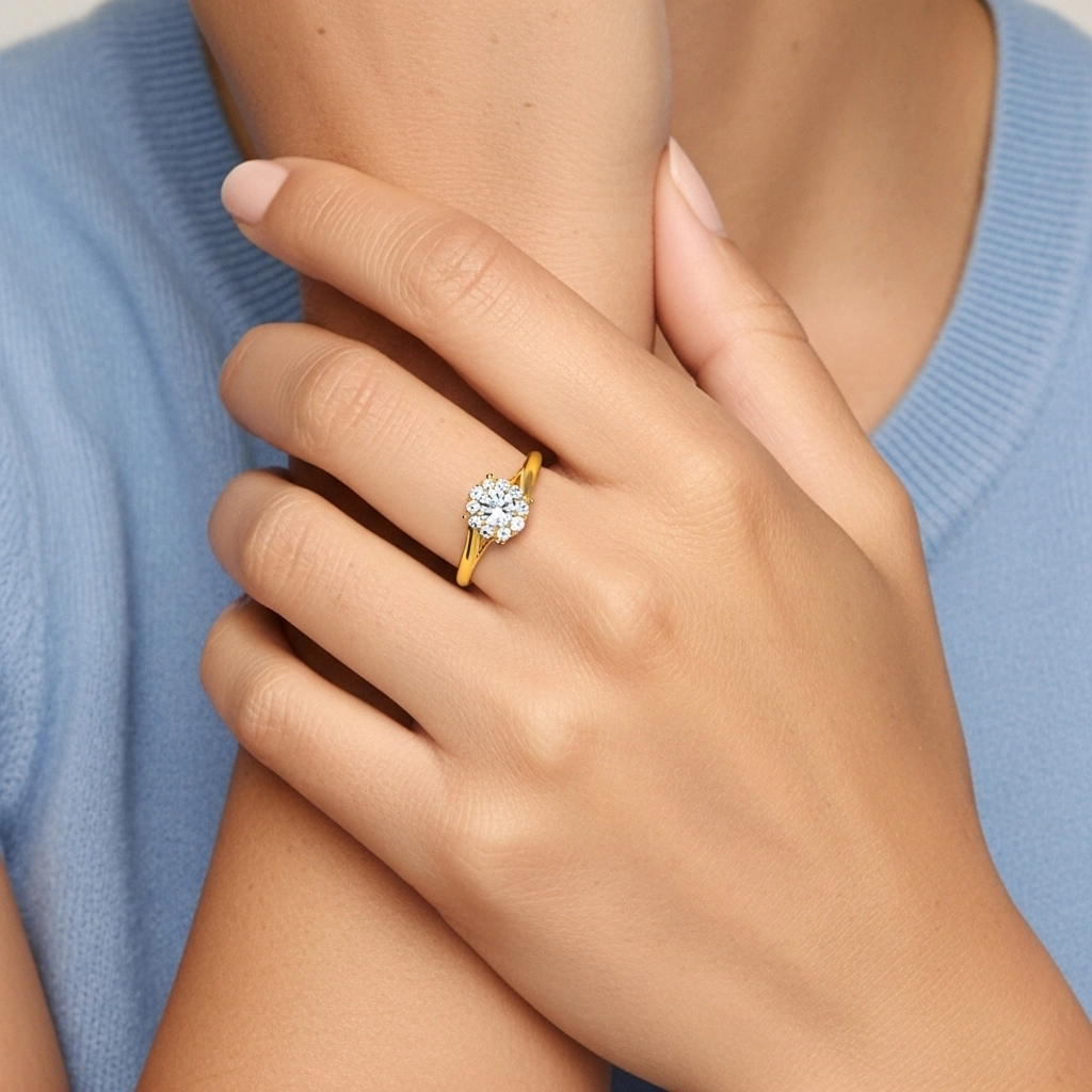 Grappe Bague de promesse Moissanite