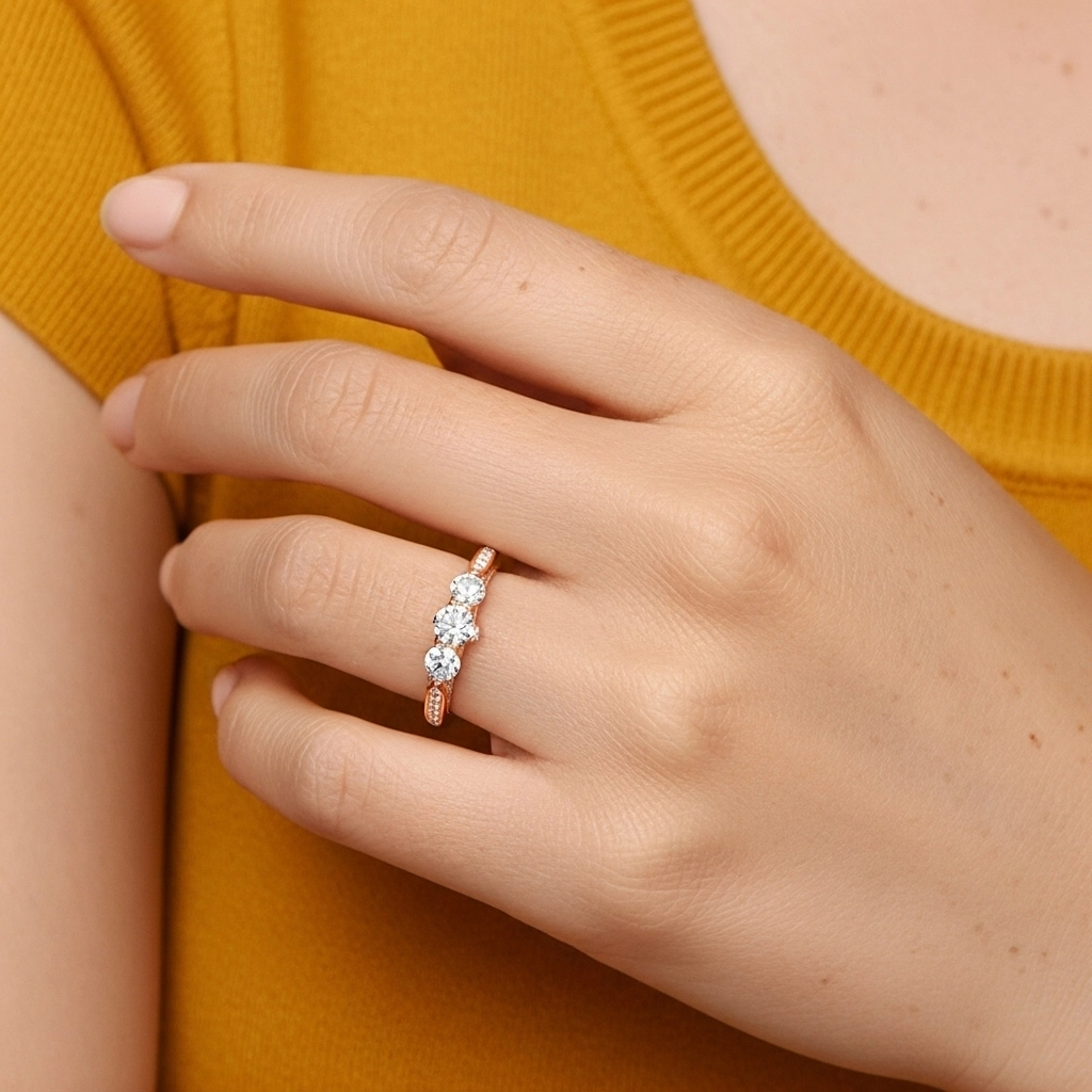 14K Rose Gold Moissanite Promise Ring