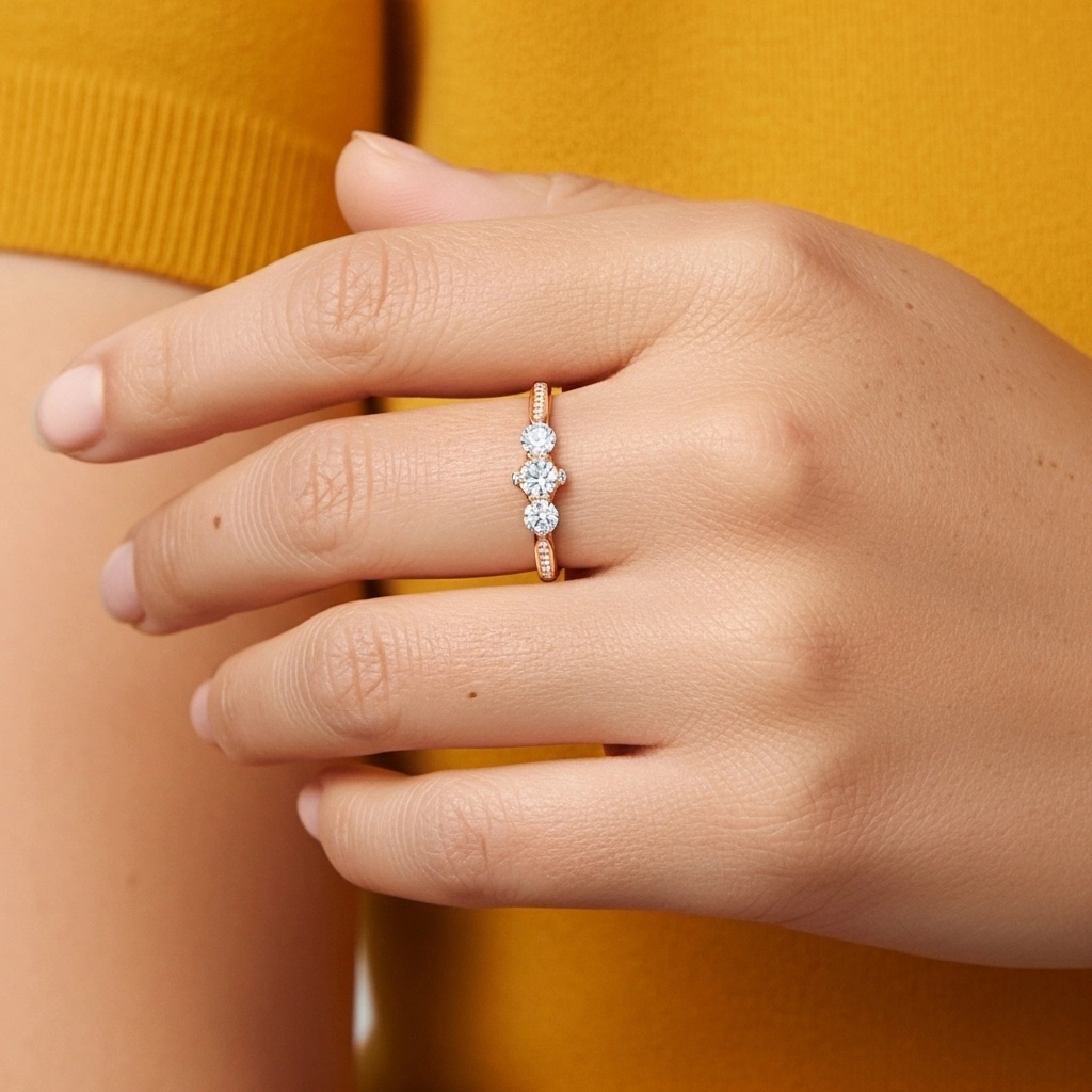 14K Rose Gold Moissanite Promise Ring