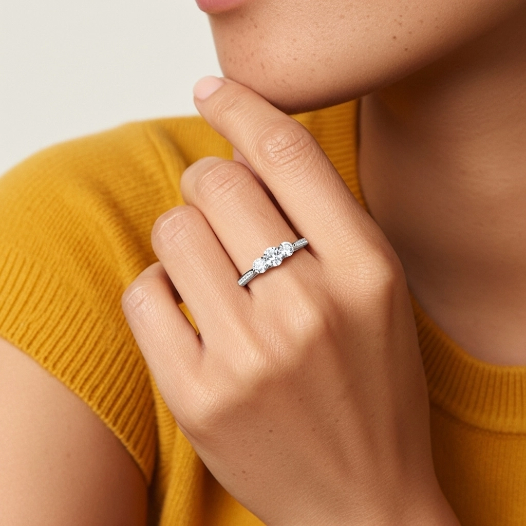 925 Sterling Silver Moissanite Promise Ring