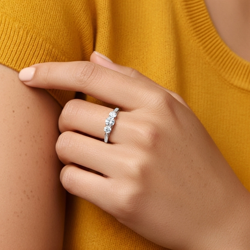 925 Sterling Silver Moissanite Promise Ring