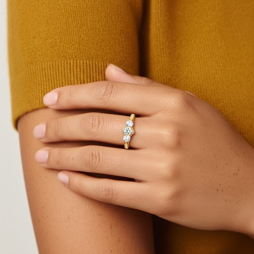 925 Sterling Silver Moissanite Promise Ring