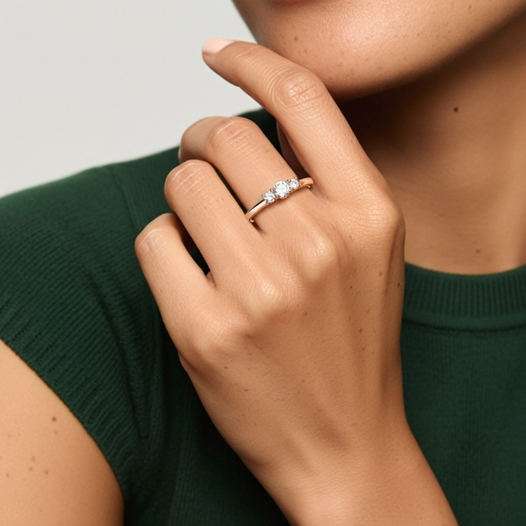 Or rose 14 carats Moissanite Bague de promesse