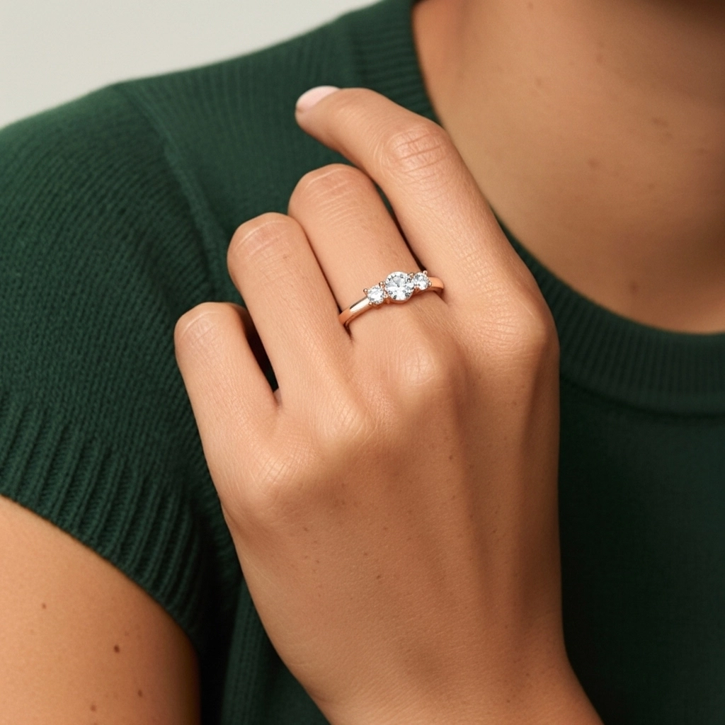 Or rose 14 carats Moissanite Bague de promesse