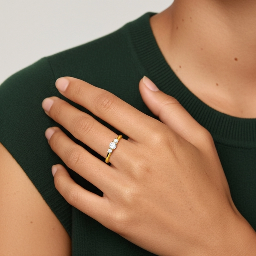 Or 14 carats Moissanite Bague de promesse