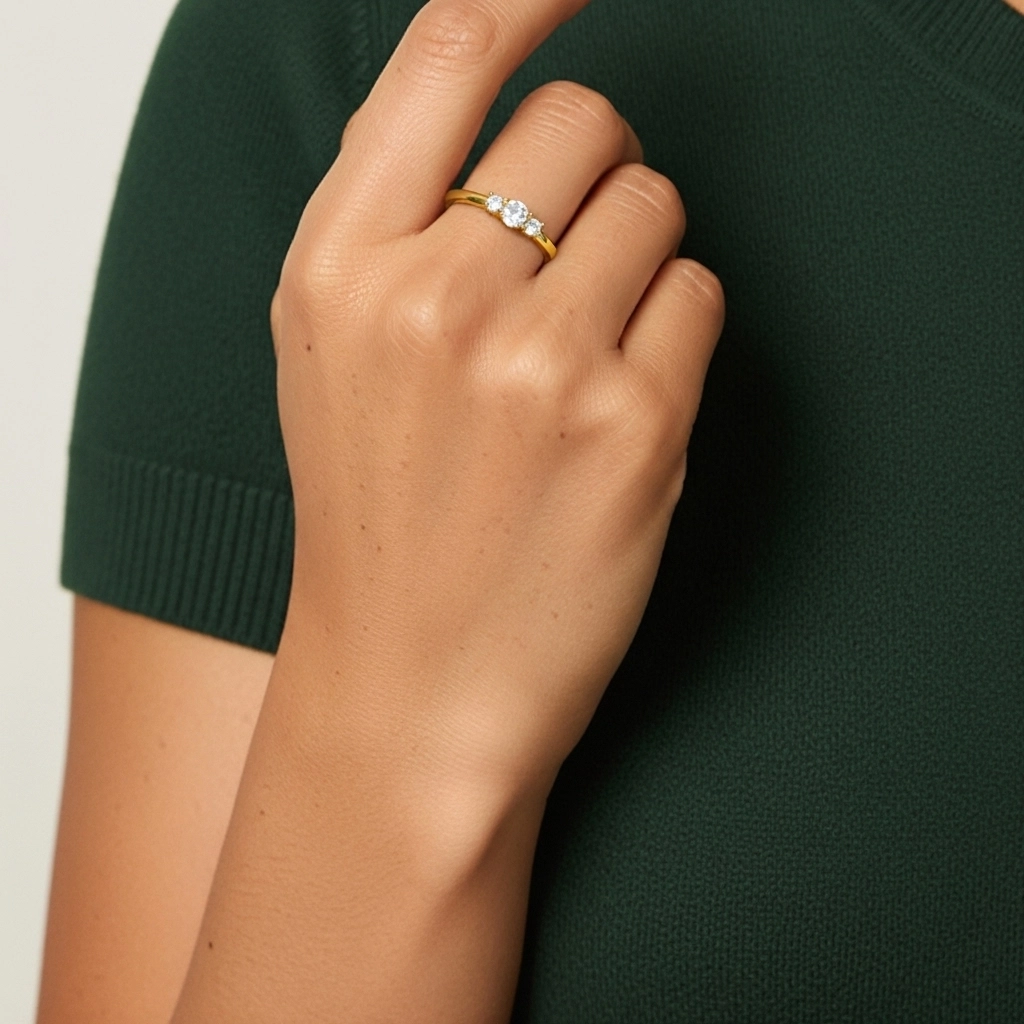 Or 14 carats Moissanite Bague de promesse