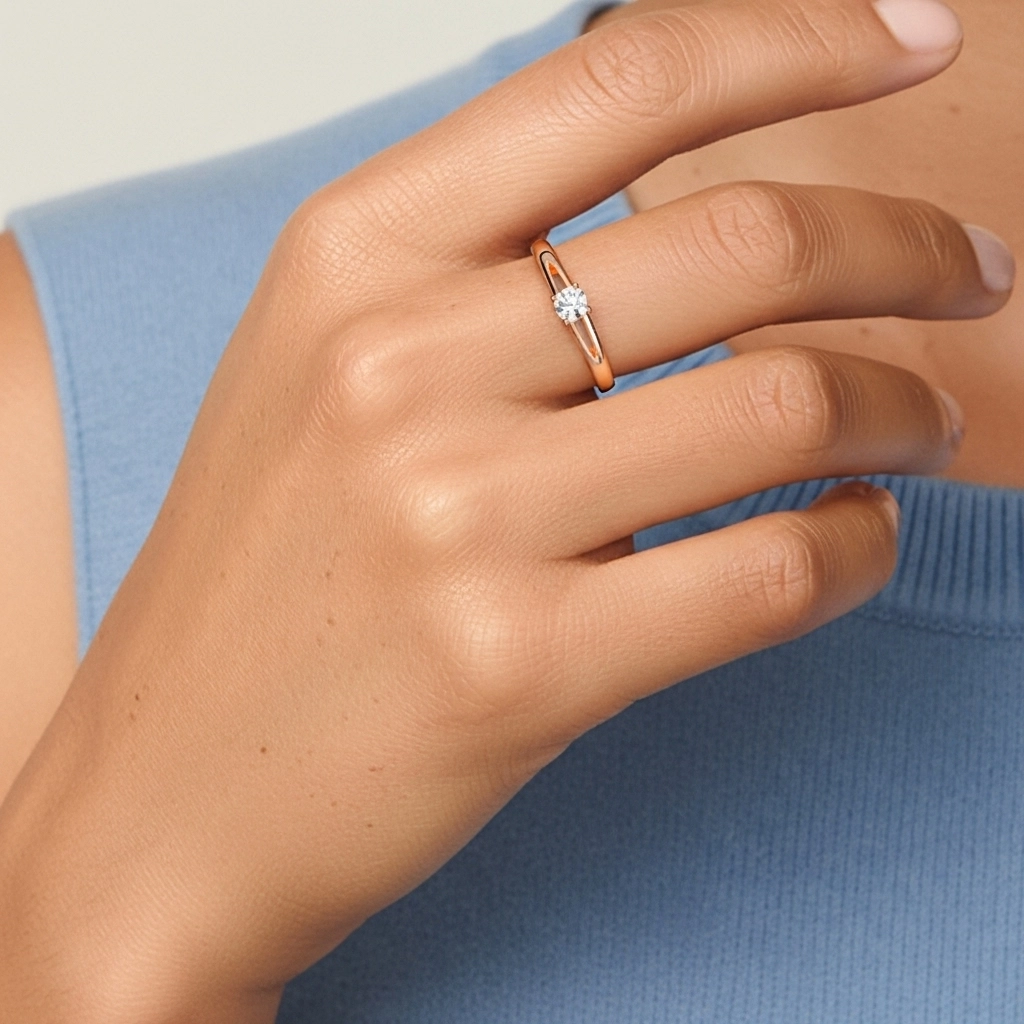 Or rose 18 carats Moissanite Bague de promesse