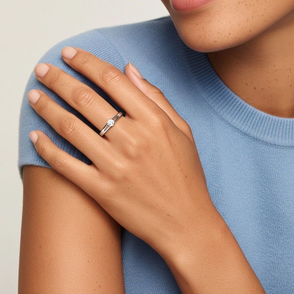 Argent sterling 925 Moissanite Bague de promesse