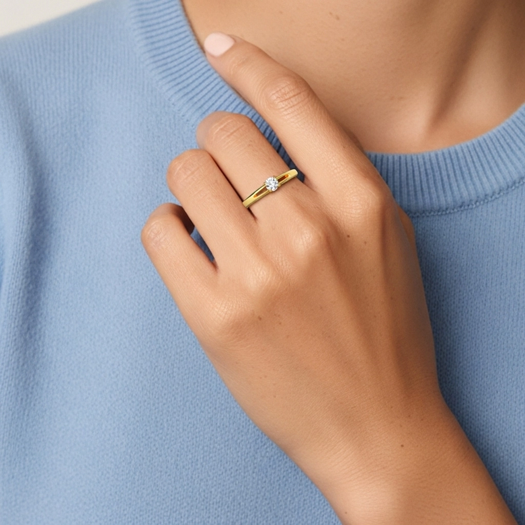 Or 14 carats Moissanite Bague de promesse