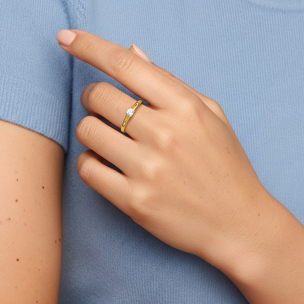 Or 14 carats Moissanite Bague de promesse